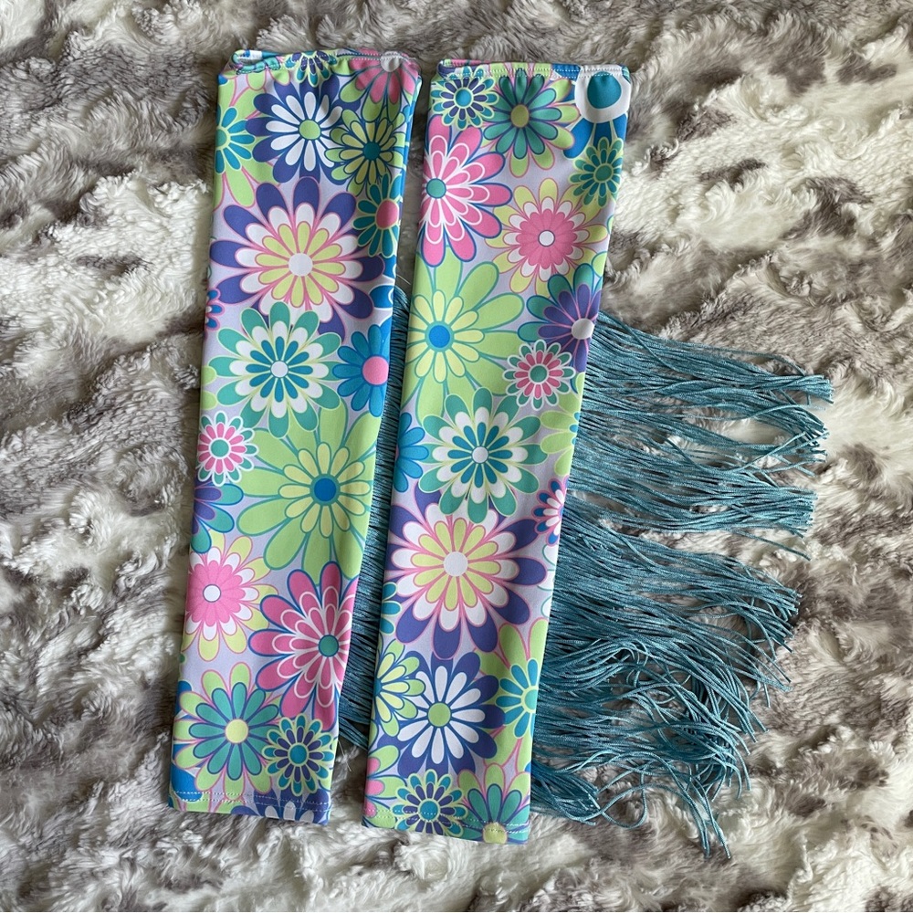 Freedom Rave Wear Retro Bloom Arm Sleeves With Fringe